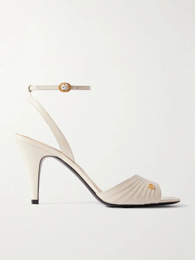 Valentino Garavani - Ladycrush 85 Embellished Leather Sandals - Ivory