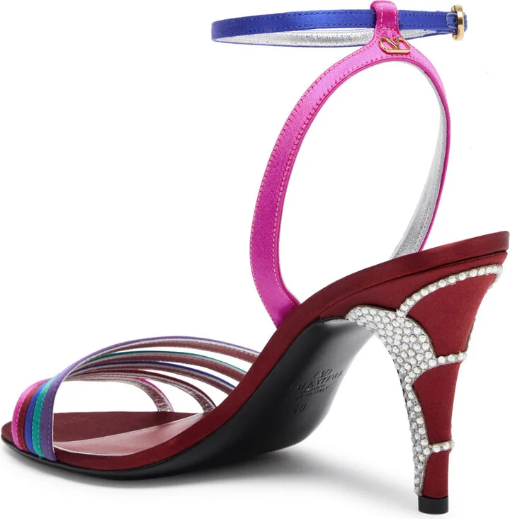 Valentino Garavani Ladycrush 85 Multicoloured Designer Satin Sandals UK3 / EU36 - Image 2