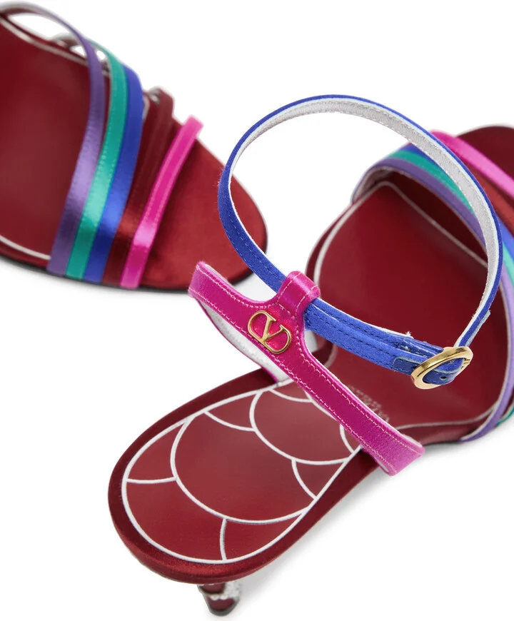 Valentino Garavani Ladycrush 85 Multicoloured Designer Satin Sandals UK3 / EU36 - Image 4