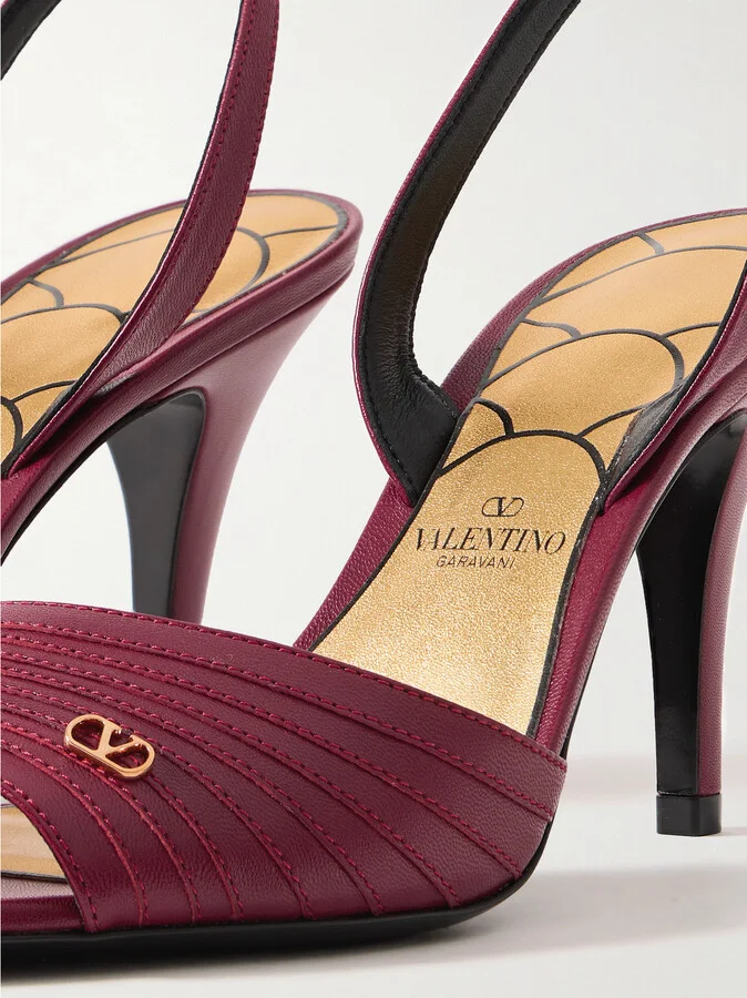 Valentino Garavani - Ladycrush 86 Embellished Leather Sandals - Burgundy - Image 4
