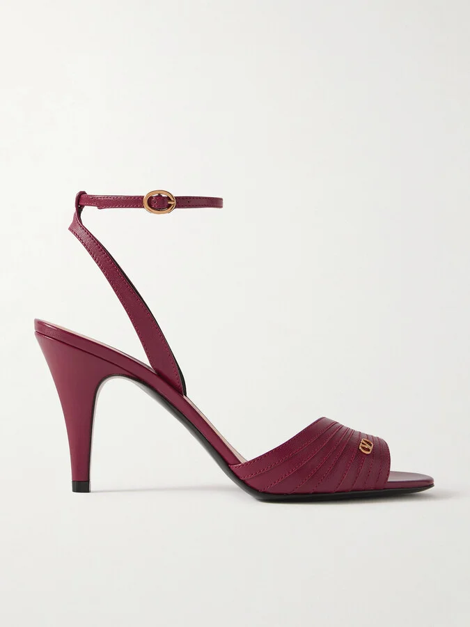 Valentino Garavani - Ladycrush 86 Embellished Leather Sandals - Burgundy