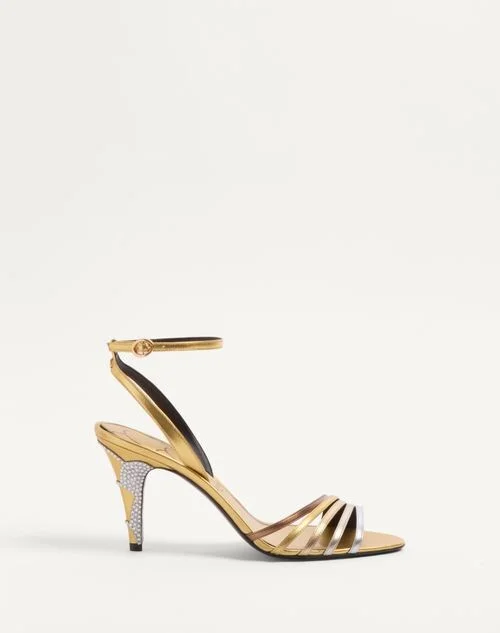 Valentino Garavani Ladycrush Laminated Nappa Sandal With Crystals 85Mm