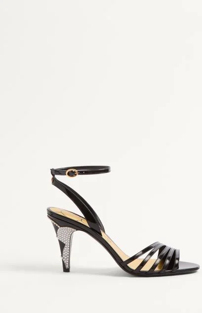 Valentino Garavani Ladycrush Patent Leather Sandal With Crystals 85Mm