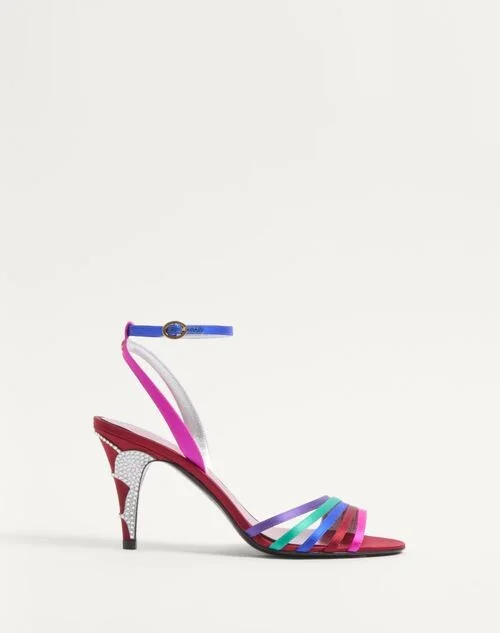 Valentino Garavani Ladycrush Satin Sandal With Crystals 85Mm