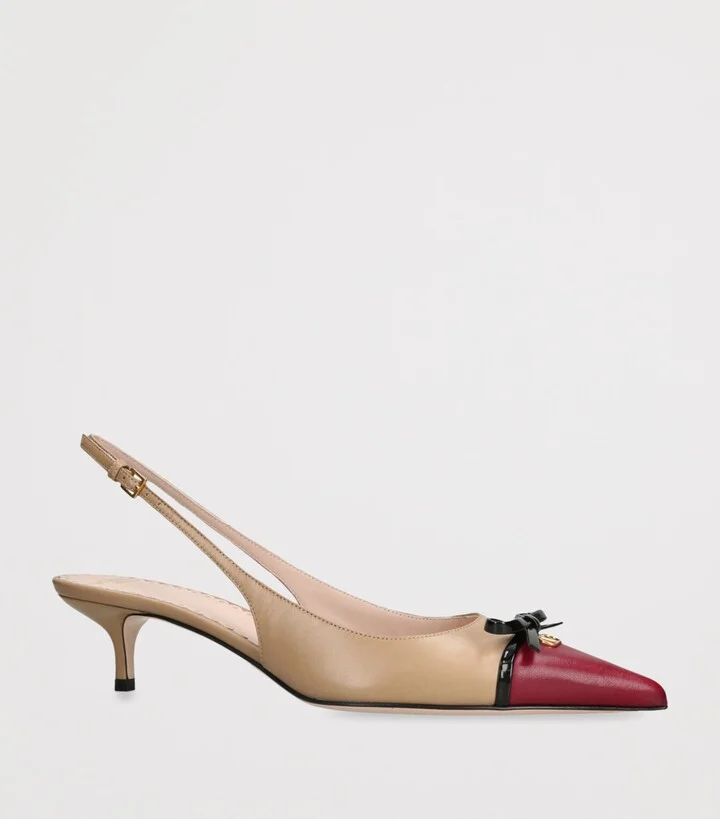 Valentino Garavani Leather Bepointy Slingback Heels 45 - Image 3
