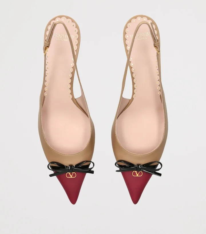 Valentino Garavani Leather Bepointy Slingback Heels 45 - Image 4
