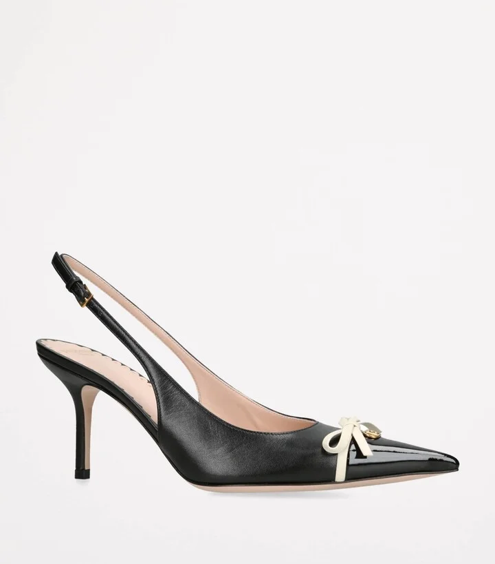 Valentino Garavani Leather Bepointy Slingback Heels 80 - Image 3
