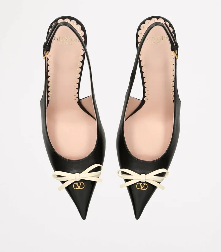 Valentino Garavani Leather Bepointy Slingback Heels 80 - Image 4