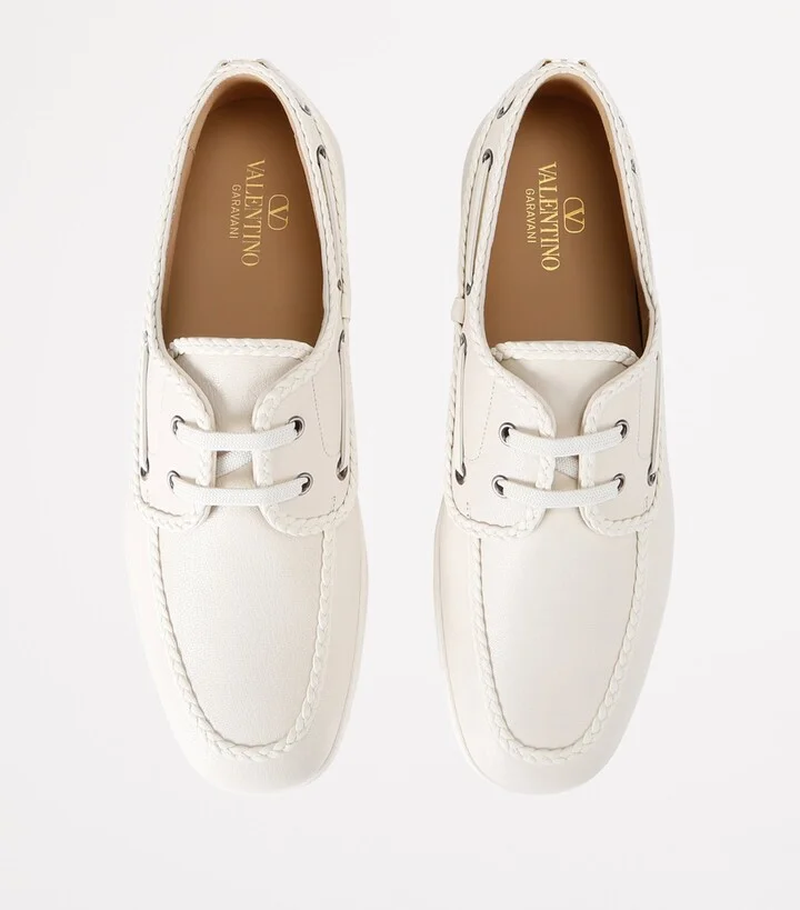 Valentino Garavani Leather Boat Shoes - Image 4