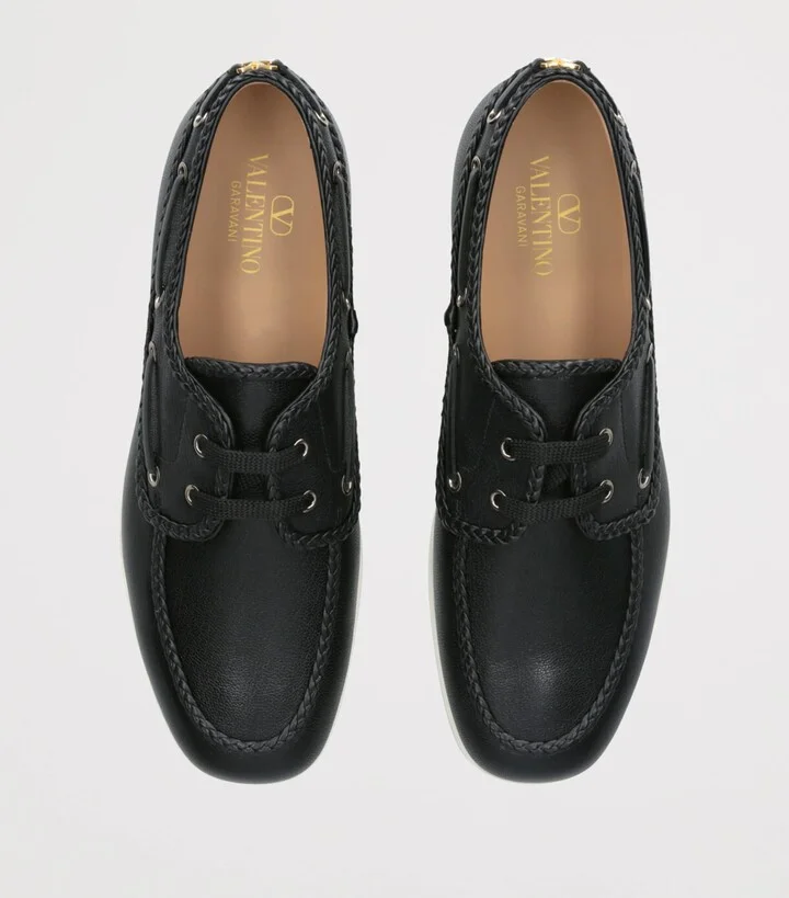Valentino Garavani Leather Boat Shoes - Image 4