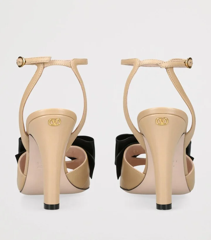 Valentino Garavani Leather Bow-Detail Bowow Heeled Sandals 95 - Image 2