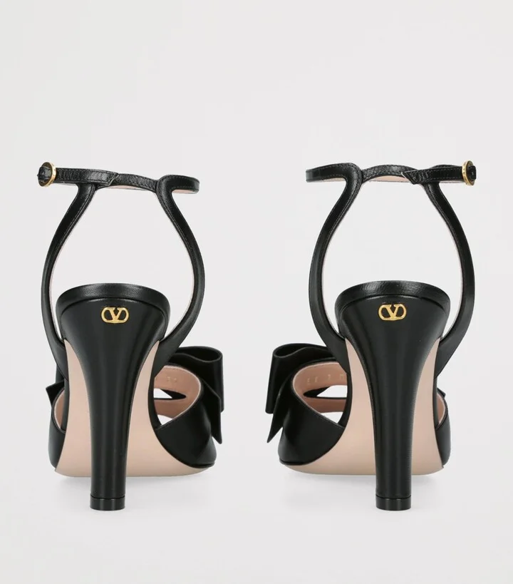 Valentino Garavani Leather Bow-Detail Bowow Heeled Sandals 95 - Image 2