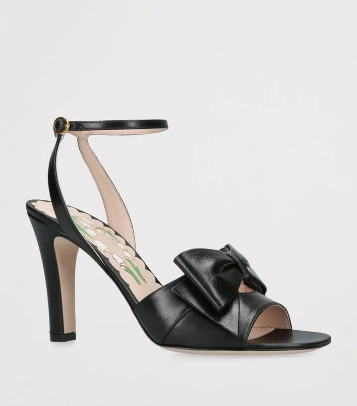 Valentino Garavani Leather Bow-Detail Bowow Heeled Sandals 95 - Image 3
