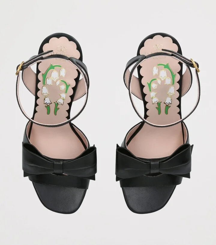 Valentino Garavani Leather Bow-Detail Bowow Heeled Sandals 95 - Image 4
