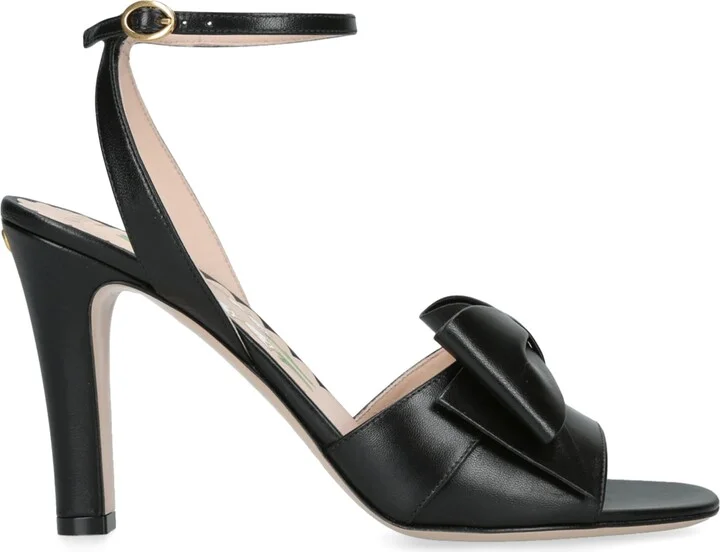 Valentino Garavani Leather Bow-Detail Bowow Heeled Sandals 95