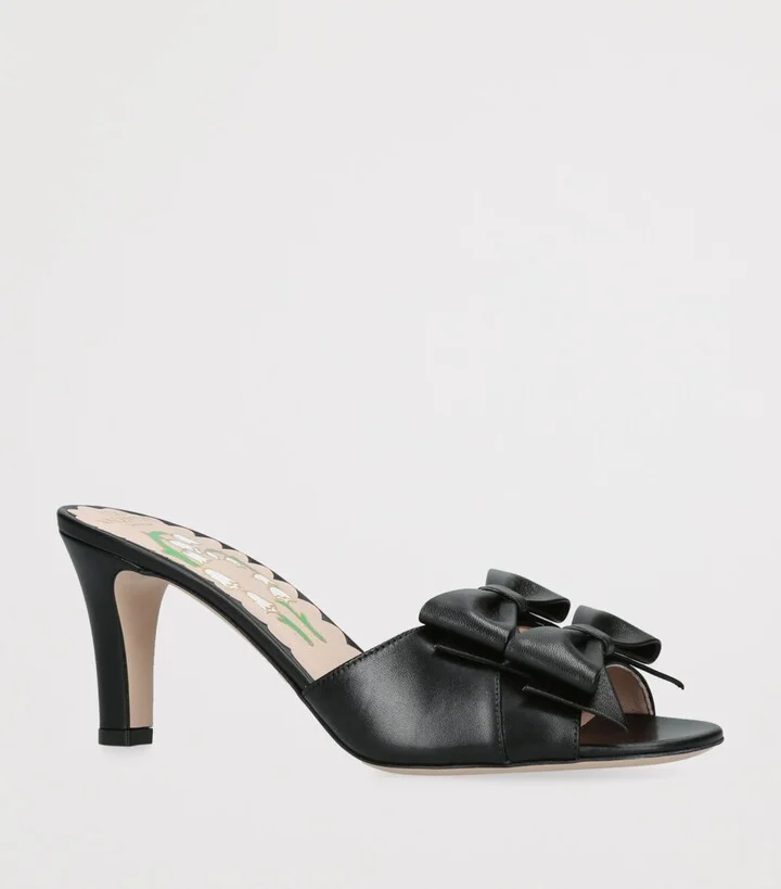 Valentino Garavani Leather Bow-Detail Bowow Mules 75 - Image 3