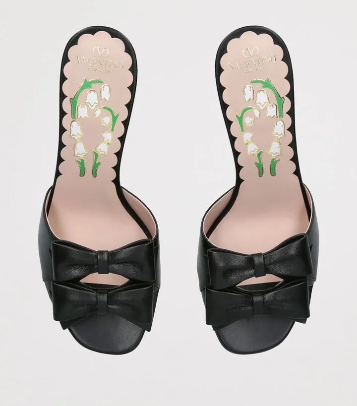 Valentino Garavani Leather Bow-Detail Bowow Mules 75 - Image 4