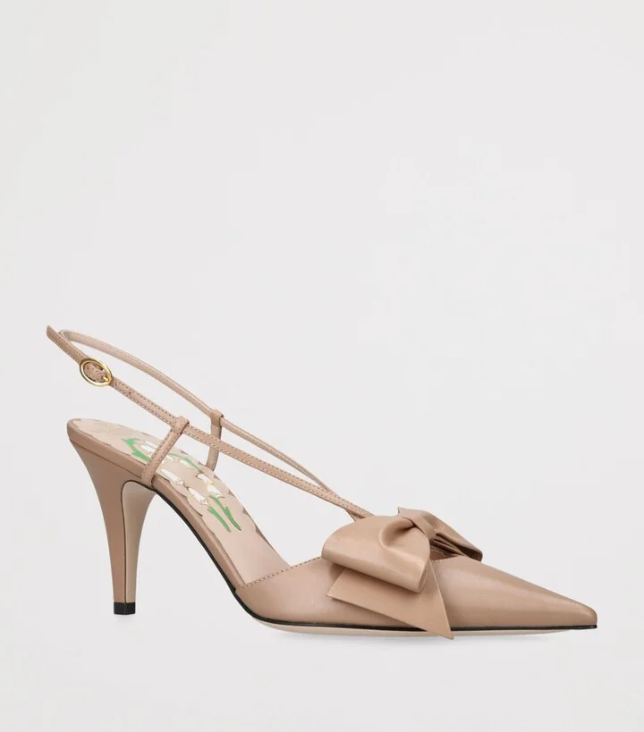 Valentino Garavani Leather Bow-Detail Bowow Pumps 85 - Image 3