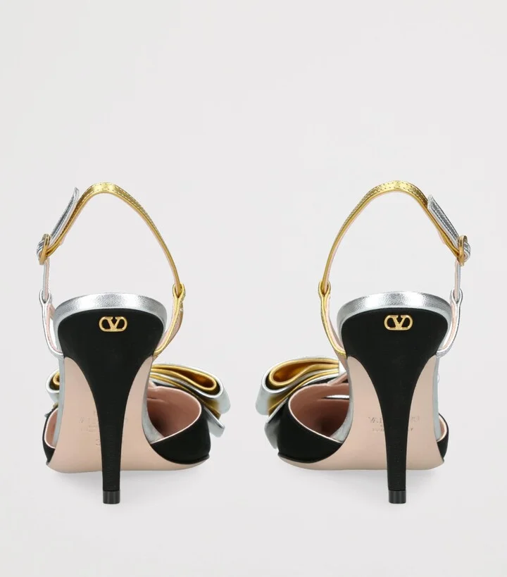 Valentino Garavani Leather Bow-Detail Bowow Slingback Heels 85 - Image 2
