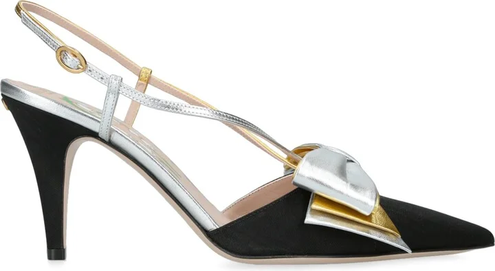 Valentino Garavani Leather Bow-Detail Bowow Slingback Heels 85