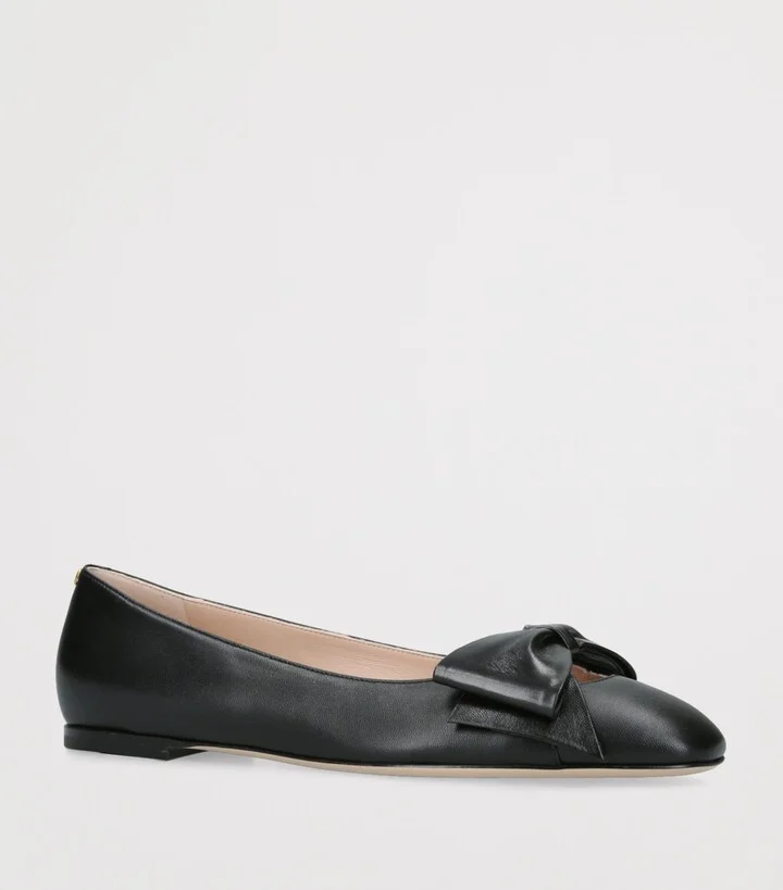 Valentino Garavani Leather Bowow Ballet Flats - Image 3