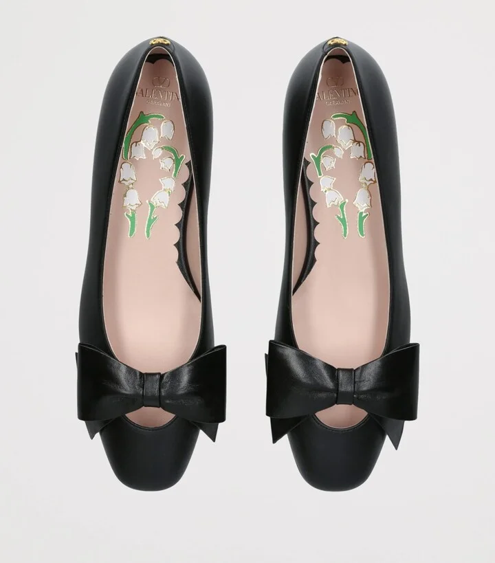 Valentino Garavani Leather Bowow Ballet Flats - Image 4