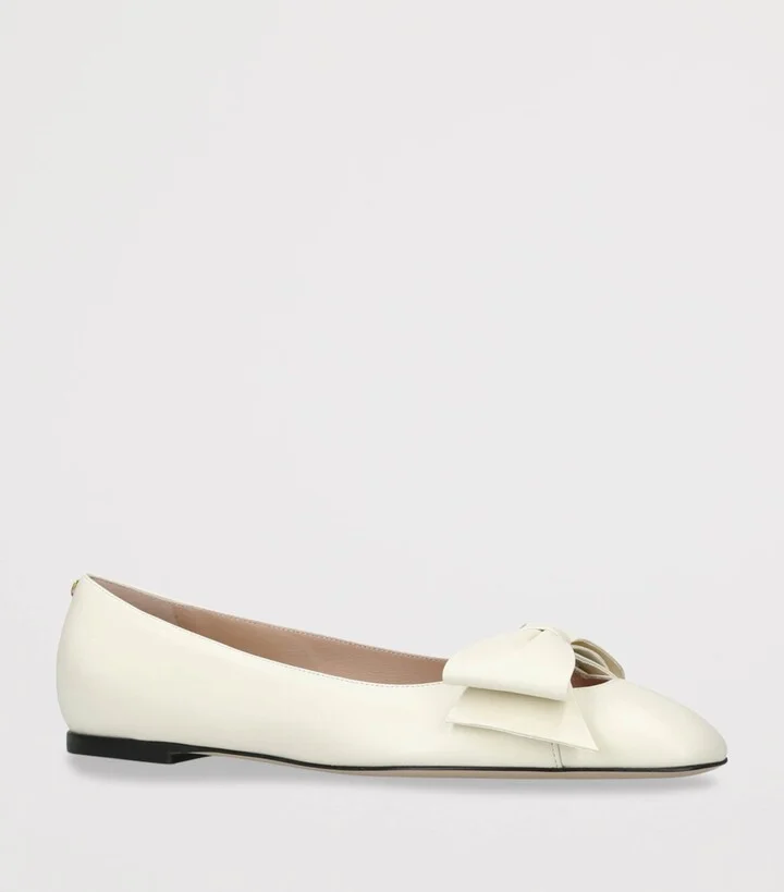 Valentino Garavani Leather Bowow Ballet Flats - Image 3