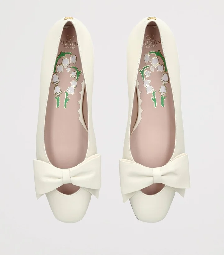 Valentino Garavani Leather Bowow Ballet Flats - Image 4