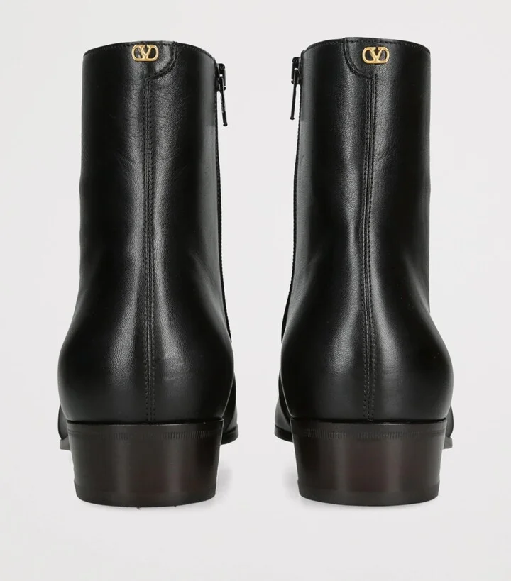 Valentino Garavani Leather Capretto Ankle Boots - Image 2