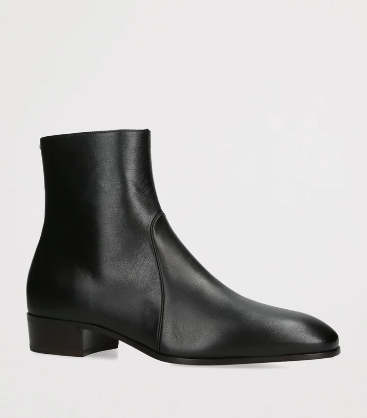 Valentino Garavani Leather Capretto Ankle Boots - Image 3