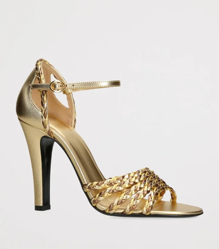 Valentino Garavani Leather Dolly Heeled Sandals 105 - Image 3