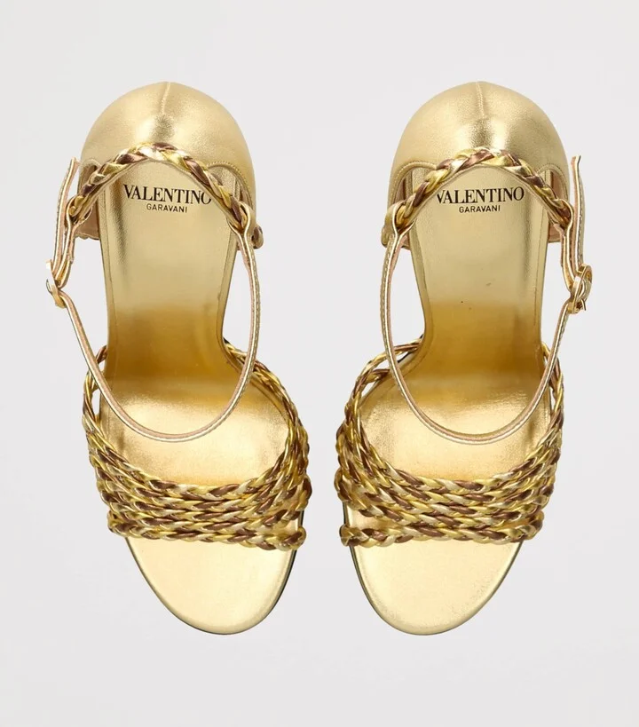Valentino Garavani Leather Dolly Heeled Sandals 105 - Image 4