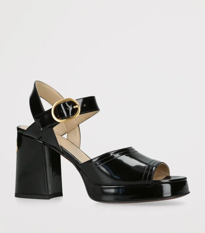 Valentino Garavani Leather Fawcette Heeled Sandals 100 - Image 3