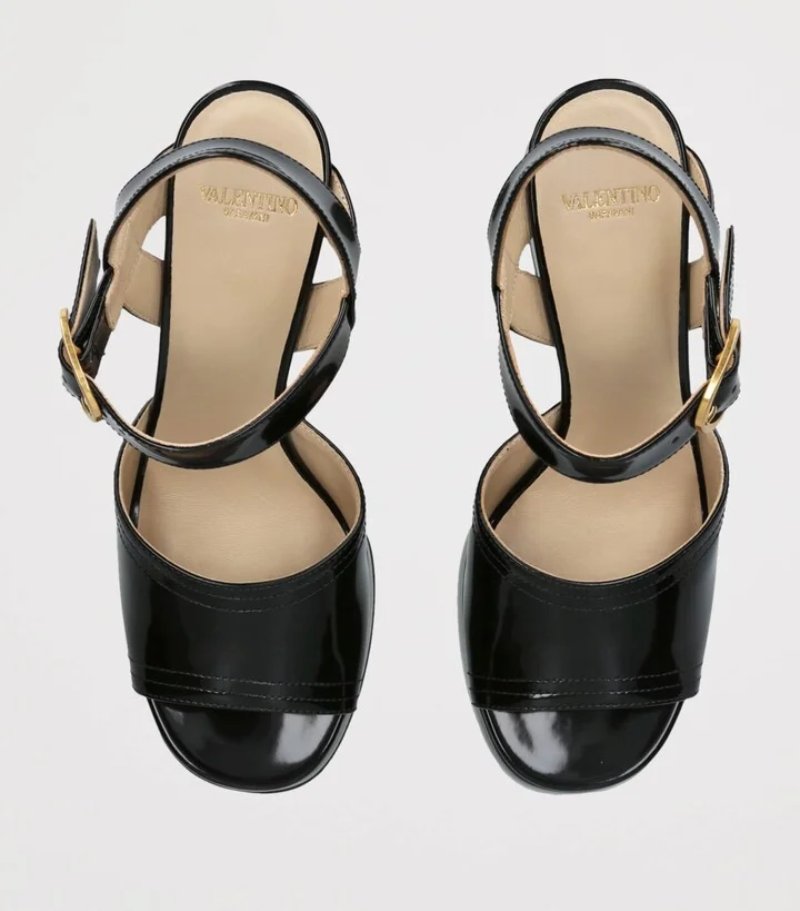 Valentino Garavani Leather Fawcette Heeled Sandals 100 - Image 4