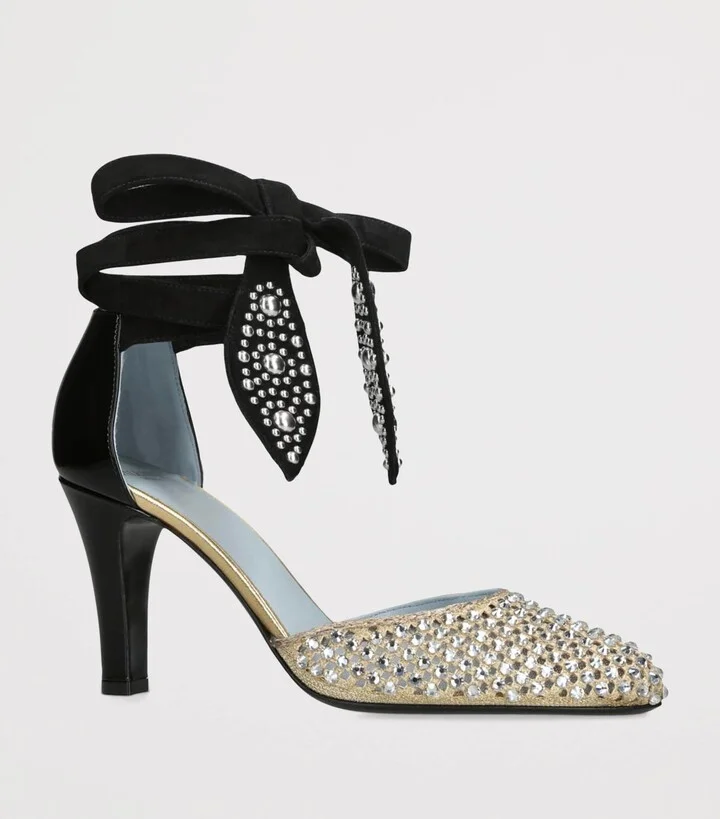 Valentino Garavani Leather FolieFoliage Dorsay Pumps 85 - Image 3