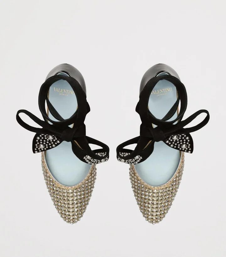 Valentino Garavani Leather FolieFoliage Dorsay Pumps 85 - Image 4