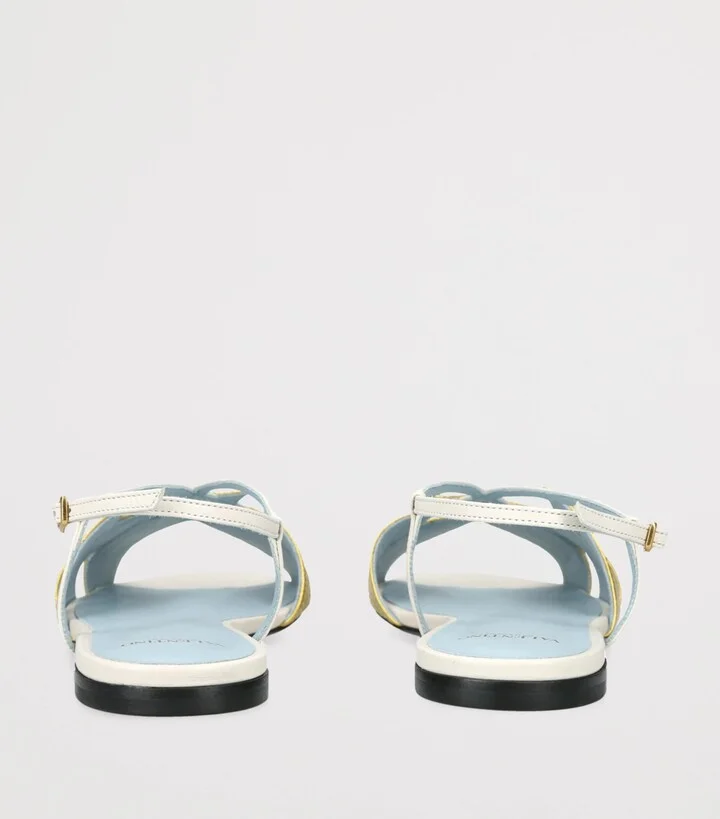 Valentino Garavani Leather Foliefoliage Flat Sandals - Image 2