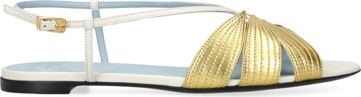 Valentino Garavani Leather Foliefoliage Flat Sandals