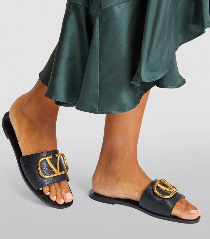 Valentino Garavani Leather Go Logo Sandals - Image 2