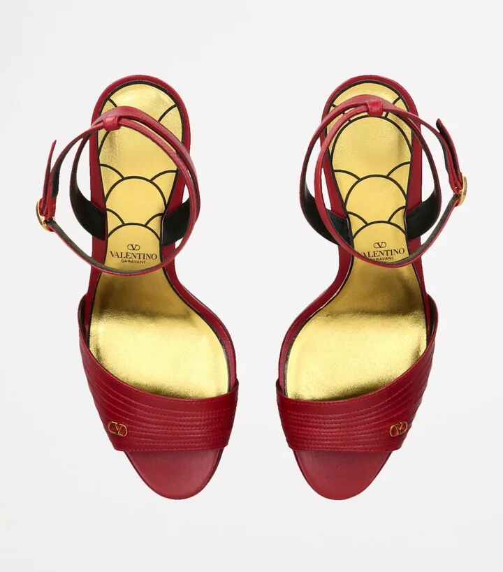 Valentino Garavani Leather Ladycrush Heeled Sandals 85 - Image 4