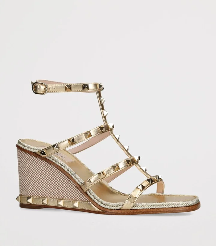 Valentino Garavani Leather Rockstud Espadrilles 80 - Image 3