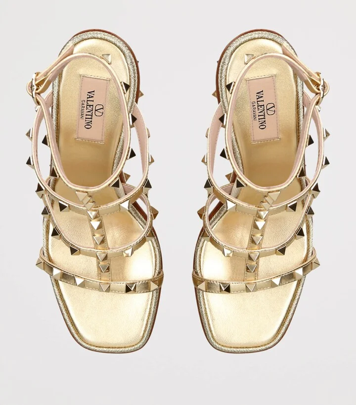 Valentino Garavani Leather Rockstud Espadrilles 80 - Image 4