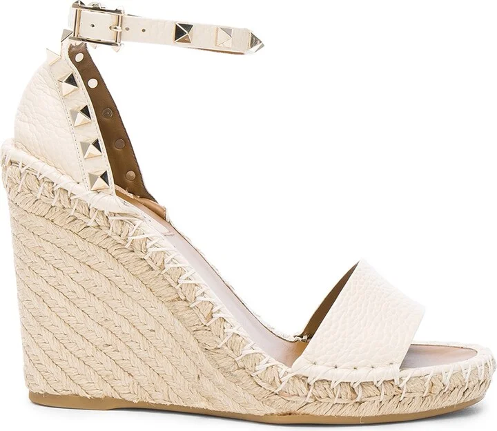 Valentino Garavani Leather Rockstud Espadrilles in White