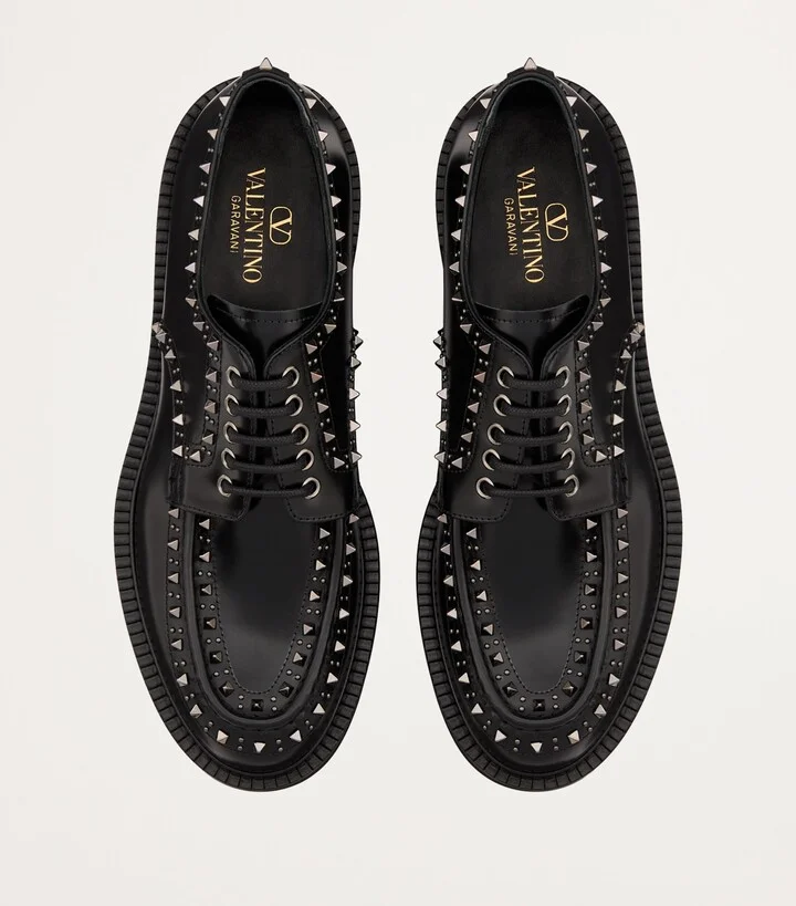 Valentino Garavani Leather Rockstud Gentleglam Derby Shoes - Image 2