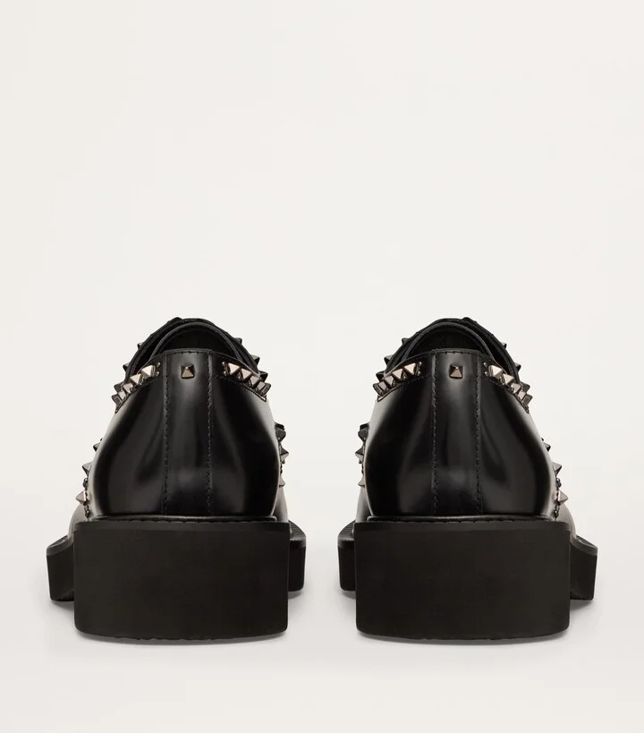 Valentino Garavani Leather Rockstud Gentleglam Derby Shoes - Image 3
