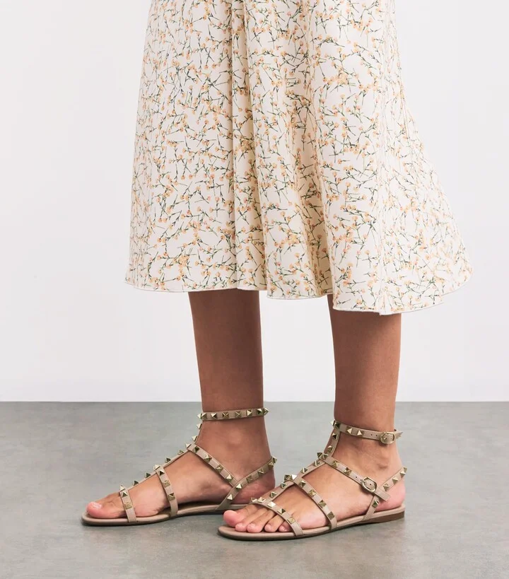 Valentino Garavani Leather Rockstud Gladiator Sandals - Image 2