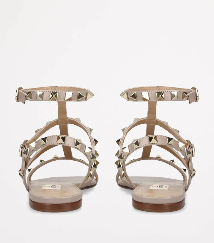 Valentino Garavani Leather Rockstud Gladiator Sandals - Image 3