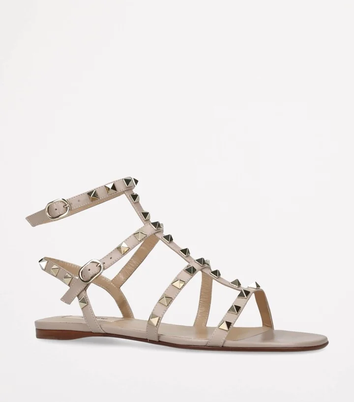 Valentino Garavani Leather Rockstud Gladiator Sandals - Image 4