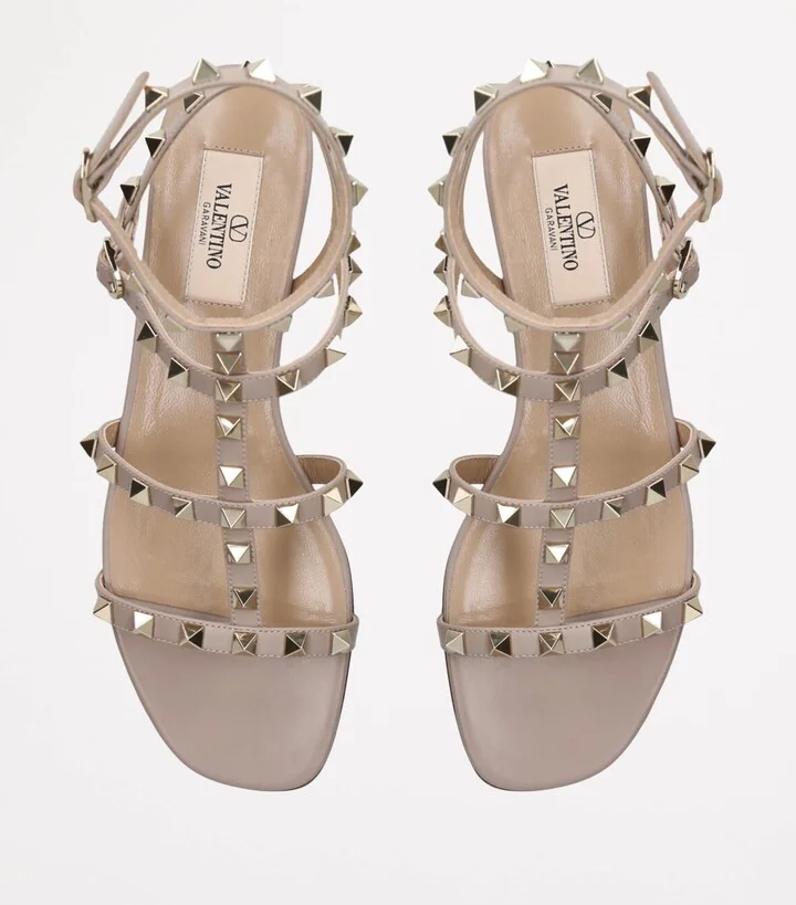 Valentino Garavani Leather Rockstud Gladiator Sandals - Image 6