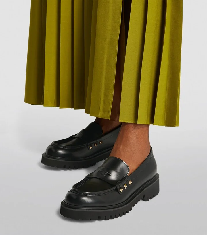 Valentino Garavani Leather Rockstud Loafers 50 - Image 2